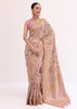 Peach Floral Georgette Saree With Unstitched Blouse