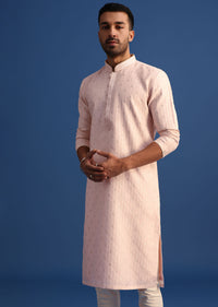 Peach Foil Printed Kurta Set