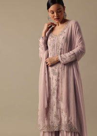 Peach Kurta Sharara Set With Sequin Work