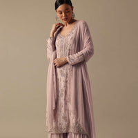 Peach Kurta Sharara Set With Sequin Work