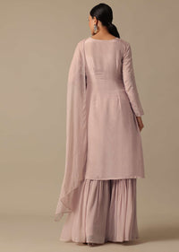 Peach Kurta Sharara Set With Sequin Work