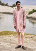 Peach Linen Sherwani With Hand Embroidery