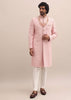 Peach Lucknowi Sherwani In Silk For Men