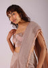 Peach Pink Ready-To-Wear Saree With Fully Embroidered Blouse In Foil Knit