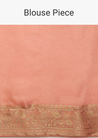 Peach Saree In Dola Silk With Woven Floral Jaal And Intricate Floral Pallu