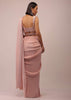 Peach Saree With A Crop Top Crafted In Net With Sequins Embroidery