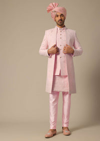 Pink Sequin Embellished Sherwani Set