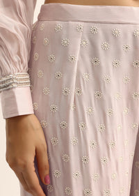 Peach Sequin Kurta And Sharara Set