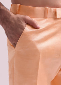 Peach Shawl Lapel Embellished Tuxedo With Shirt And Pants