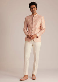 Peach Silk Jodhpuri Suit