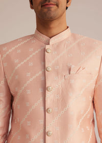 Peach Silk Jodhpuri Suit