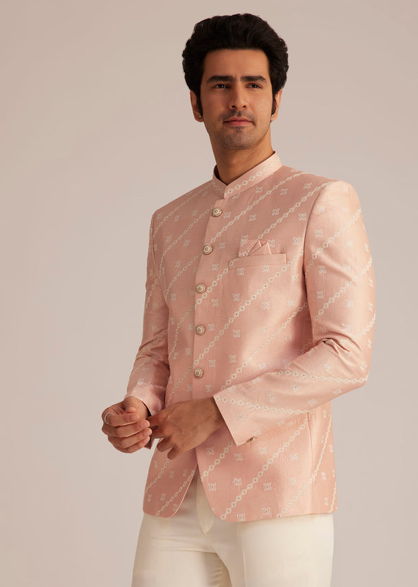 Peach Silk Jodhpuri Suit