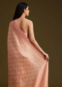 Peach Silk Woven Saree