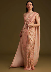 Peach Silk Woven Saree