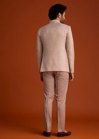 Peach Textured Bandhgala Suit