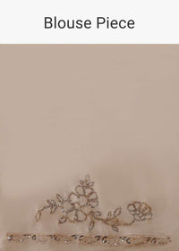 Peachy Beige Half And Half Saree In Crepe With Sequins Embellished Floral Motifs And Sequins Lycra Pallu Online - Kalki Fashion