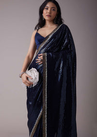 Persian Blue Sequins Saree With An Embellished Border