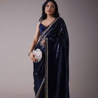 Persian Blue Sequins Saree With An Embellished Border