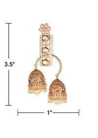 Peacock Carved Jhumkas With Pearls And Kundan Work Online - Kalki Fashion