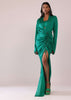Jade Green Co-ord Shirt And Skirt Set With Bustier In Satin