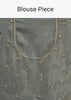 Pencil Grey Saree With Embroidered Border And Unstitched Blouse