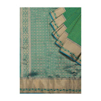 Pepper green saree with golden border only on Kalki