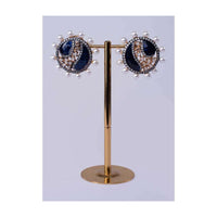 Persian blue round shield style cluster earring only on Kalki