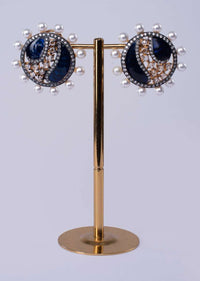 Persian blue round shield style cluster earring only on Kalki