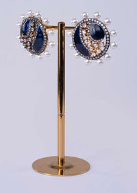 Persian blue round shield style cluster earring only on Kalki