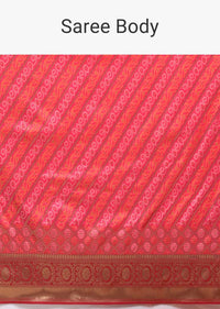 Persian Pink Saree In Silk With Woven Diagonal Stripes And Bandhani Design Online - Kalki Fashion