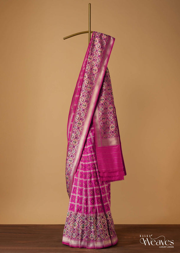 Persian Pink Banarasi Patola Saree In Uppada Silk