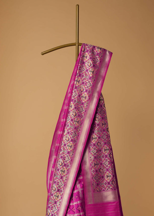 Persian Pink Banarasi Patola Saree In Uppada Silk