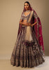 Persian Red Lehenga Choli In Velvet With Mughal Jaali And Floral Hand Embroidered Kali