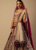 Persian Red Lehenga Choli In Velvet With Mughal Jaali And Floral Hand Embroidered Kali