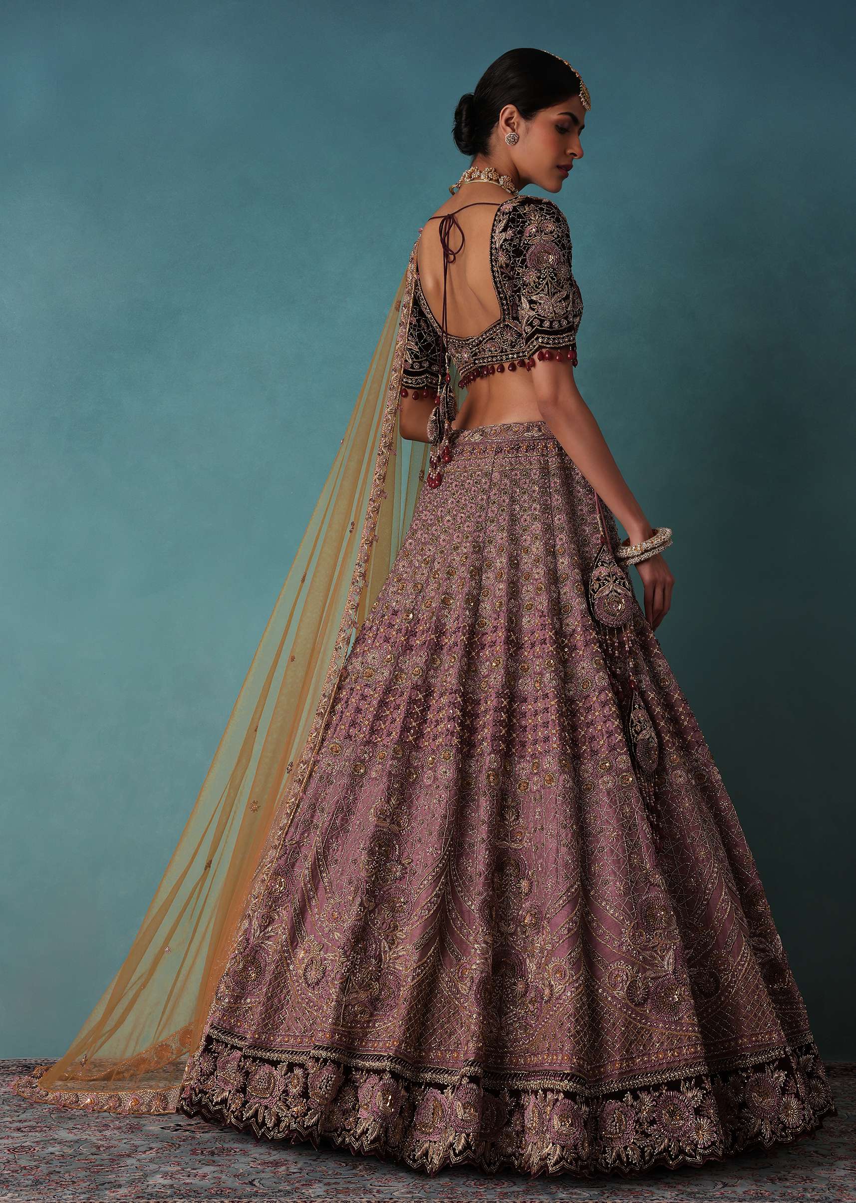 Petal Pink Bridal Lehenga And Blouse Set With 3D Embroidery