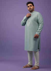 Powder Blue Mirror Embroidered Kurta Set