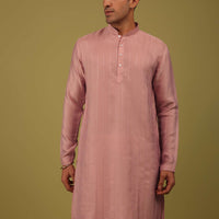 Petal Pink Striped Art Silk Kurta