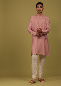 Petal Pink Striped Art Silk Kurta