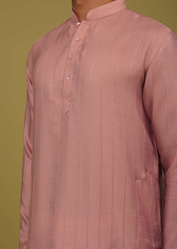 Petal Pink Striped Art Silk Kurta