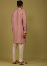 Petal Pink Striped Art Silk Kurta