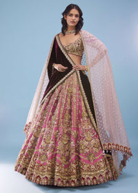 Petal Pink Wedding Lehenga With 3D Flower Embroidery - NOOR 2022