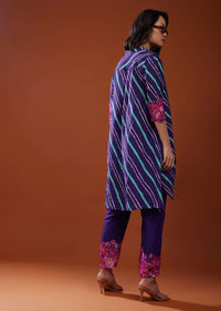 Dark Purple Printed Silk Co-ord Set