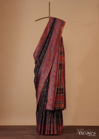 Phantom Black Handloom Pashmina Saree In Cotton Silk With An Unstitched Blouse