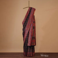 Phantom Black Handloom Pashmina Saree In Cotton Silk With An Unstitched Blouse