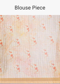 Pine yellow tussar silk saree featuring in digital watercolor print only on Kalki