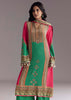 Pink And Green Printed Kurta Palazzo Set