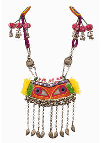 Pink And Multicolor Hand Embroidered Thread And Beaded Boho Necklace kalki