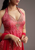 Pink And Red Ombre Silk Palazzo Suit With Bandhani Print