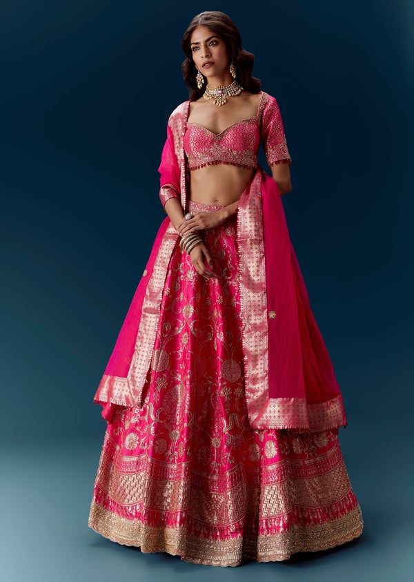 Pink Kalli Embroidered Bridal Lehenga And Dupatta