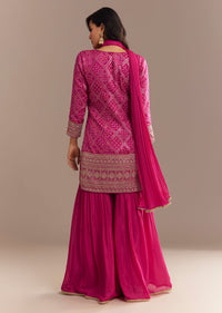 Pink Bandhani Zardosi Sharara Set